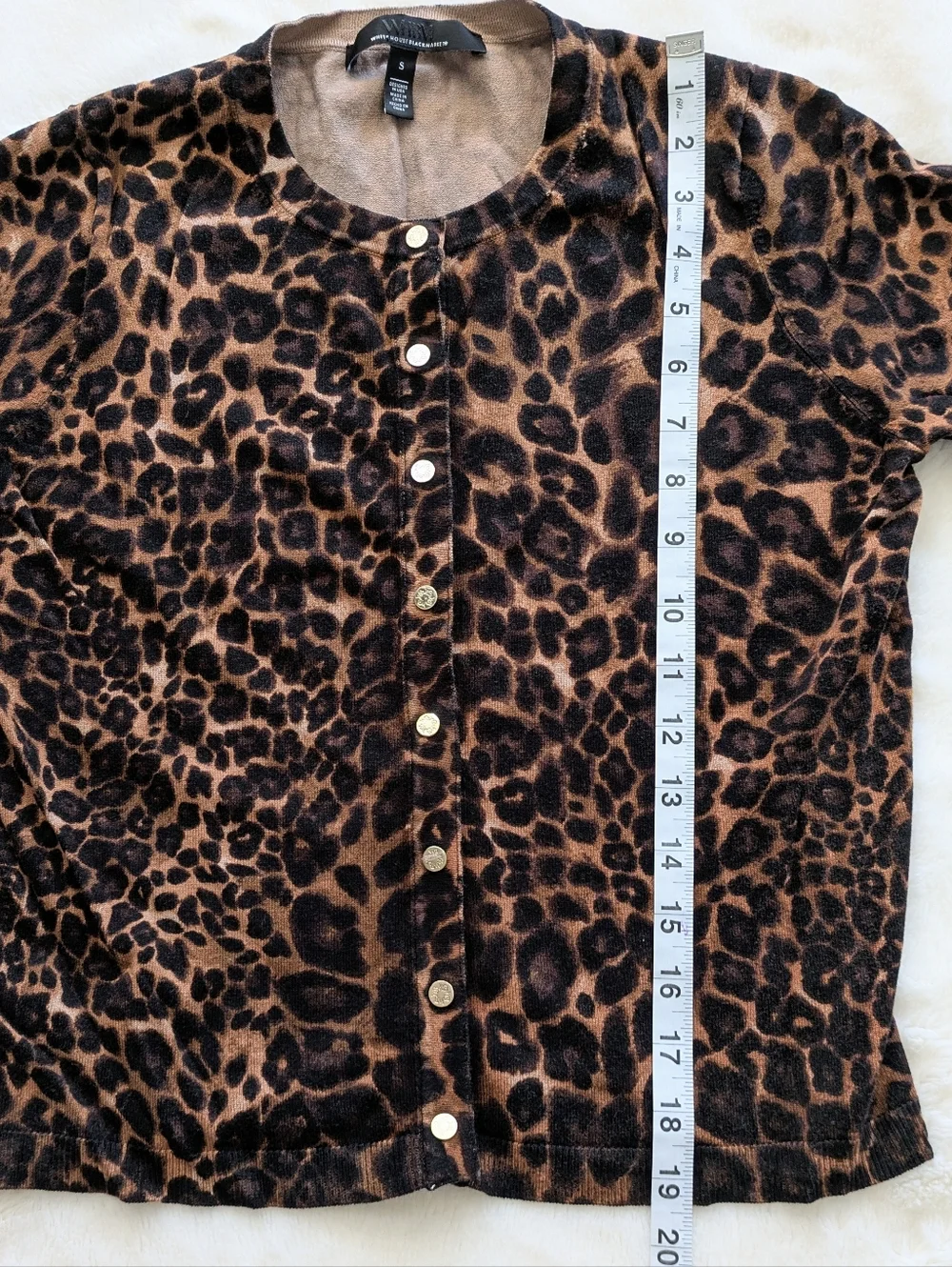 NWOT White House Black Market Leopard Print Crewneck Long Sleeve Cardigan Size S - Picture 4 of 10